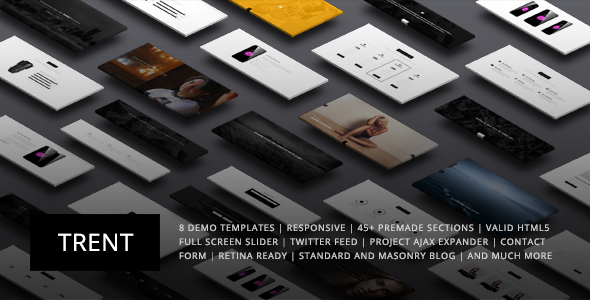 Trent – Responsive One Page Parallax HTML Template