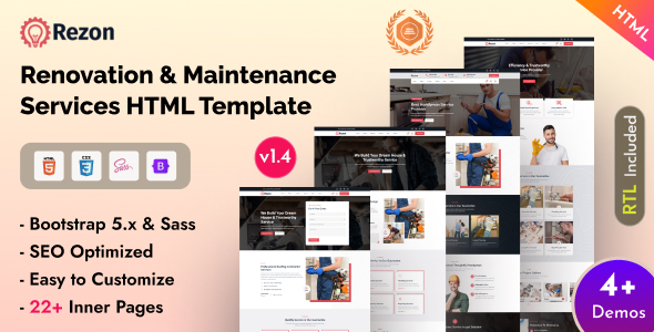 Rezon – Renovation & Maintenance Services Bootstrap 5 Template