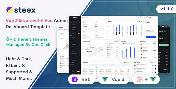 Steex – Vue3 + Laravel Admin & Dashboard Template