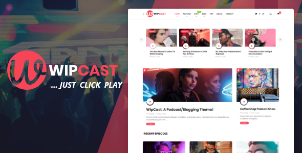 WipCast – A Podcast / Blogging WordPress Theme