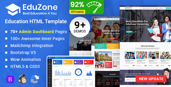 EduZone – Education Course & School Template + Admin Dashboard