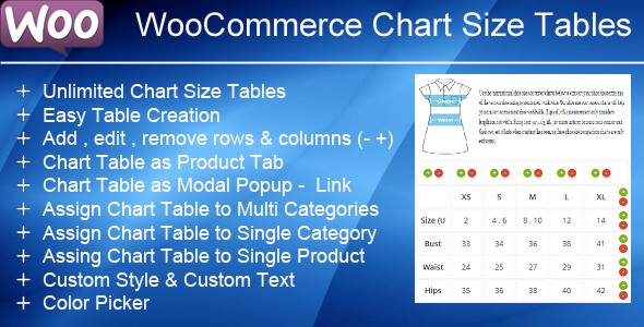 WooCommerce Product Chart Sizes Table
