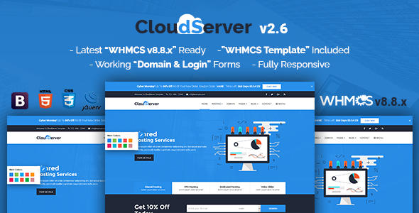 CloudServer – Responsive HTML5 Technology, Web Hosting and WHMCS Template
