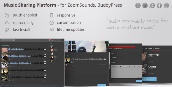 Music Sharing Platform – for WordPress / ZoomSounds Addon, BuddyPress integrated