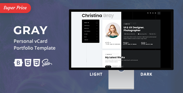 Gray – Personal vCard/Portfolio Template