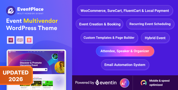 Eventplace – Event Managment WordPress Theme (Multivendor)
