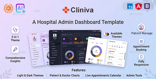 Cliniva Hospital – AI-Powered Angular 21+ Medical Admin Dashboard Template For Doctors & Clinics