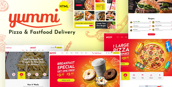 Yummi – Fast Food Delivery Restaurant HTML Template