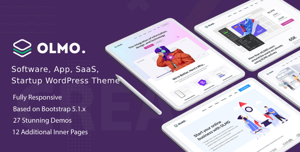 OLMO – Software & SaaS Landing WordPress Theme (Using Elementor Builder)