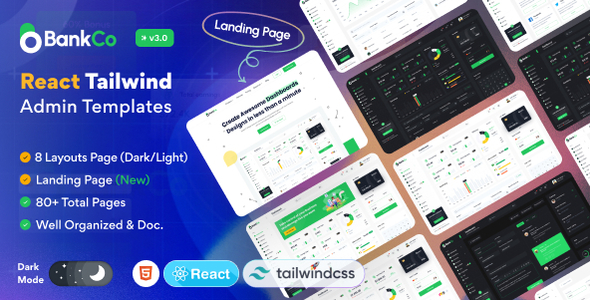 Bankco – React Tailwind  Admin Templates