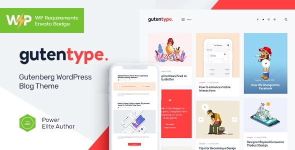 Gutentype – 100% Gutenberg Blog WordPress Theme + Elementor