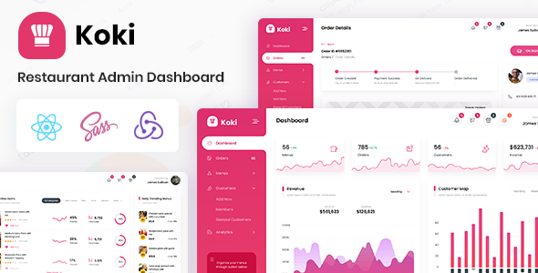 Koki – Restaurant Food React Admin Dashboard Template