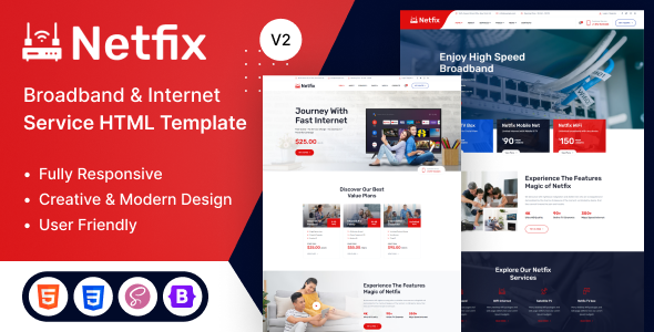 Netfix – Broadband & Internet Services HTML5 Template