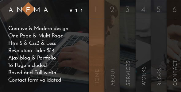 Anema – Creative OnePage & MultiPage Template