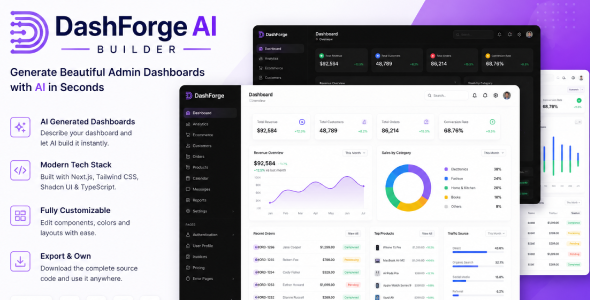DashForge AI – AI Dashboard Builder for Next.js & ShadCN UI