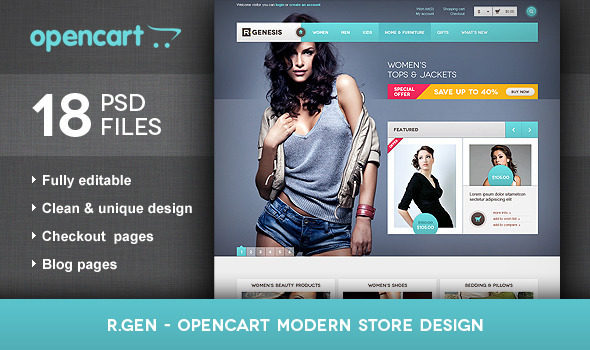 R.Gen – OpenCart Modern Store Design PSD