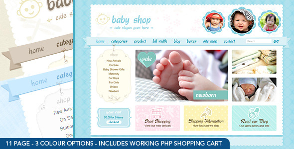 Cute & Sweet – 3 Color – HTML & PHP Shopping Cart