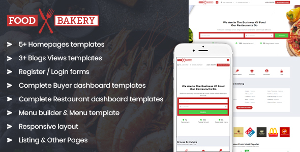 FoodBakery – Food Delivery Single & Multiple Restaurant Template