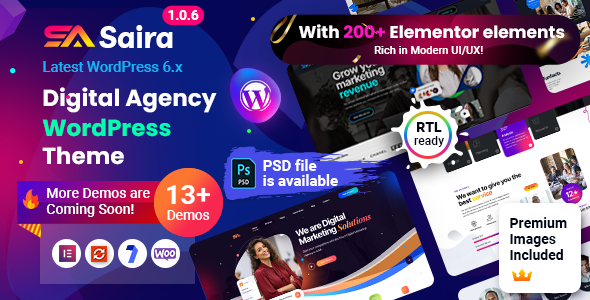 Saira – Digital Agency WordPress Theme