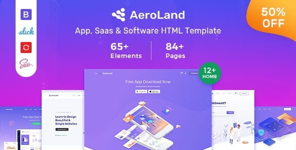 Aeroland – App Landing HTML Template
