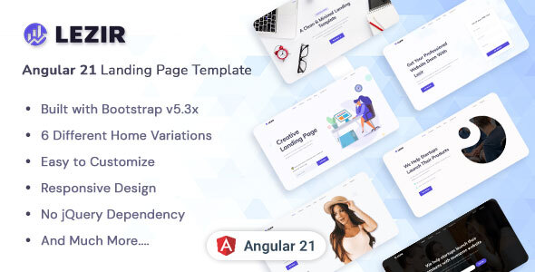 Lezir – Angular 21 Landing Page Template