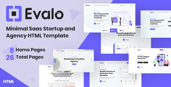 Evalo – Minimal SaaS Startup & Agency Html Template