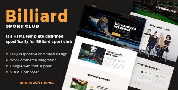 Billiard – Creative Sporting  WordPress Theme