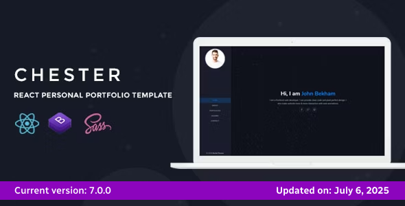 Chester – React Personal Portfolio Template + React hooks