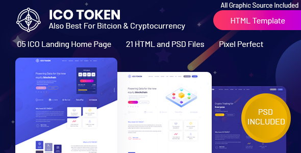 ICO TOKEN – Bitcoin & Cryptocurrency Landing Page HTML Template