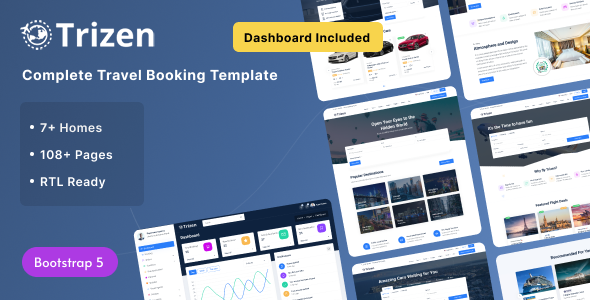 Trizen – Travel Hotel Booking HTML5 Template with Dashboard and RTL Ready
