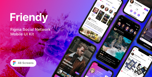 Friendy – Figma Social Network Mobile UI Kit