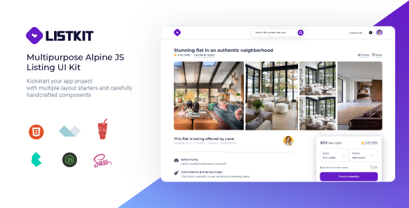 Listkit – Multipurpose Alpine JS and Bulma Listing UI Kit