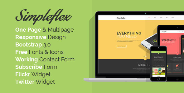 Simpleflex – OnePage & MultiPage Flat HTML templat