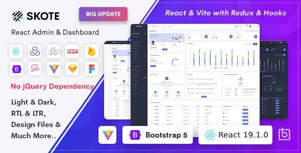 Skote – React Admin & Dashboard Template + Sketch