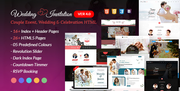 Wedding Event  – Wedding Invitation and Celebration HTML Template