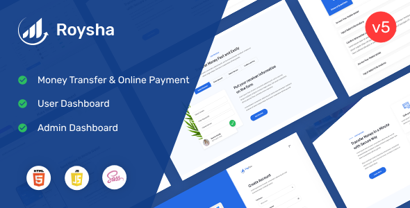 Roysha – Money Transfer and Online Payments HTML Template