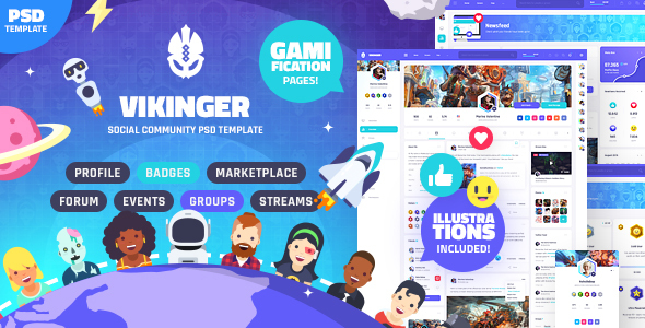 Vikinger – Social Network and Marketplace PSD Template