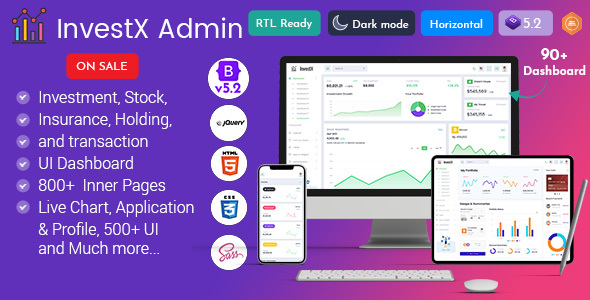 InvestX – Investment Portfolio Admin Dashboard Template