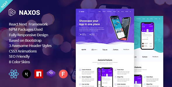 Naxos – React Next JS App Landing Page Template