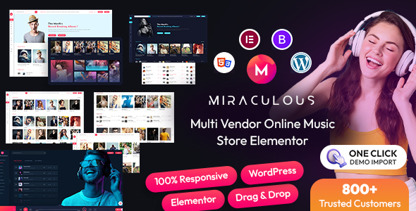 Miraculous – Multi Vendor Online Music Store  Elementor WordPress Theme