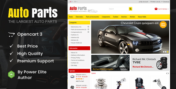 Auto Parts – Tools Opencart Theme