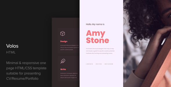 Volos – One Page Resume HTML Template