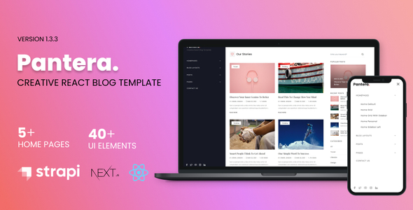 Pantera – Creative React Blog Template with RESTFul API