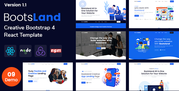 Bootsland – React Creative Landing Page
