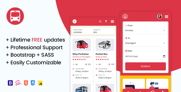OsahanBus – Bus Booking HTML Mobile Template