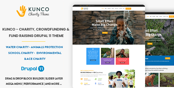 Kunco – Charity, Crowdfunding & Fund Raising Drupal 11 Theme