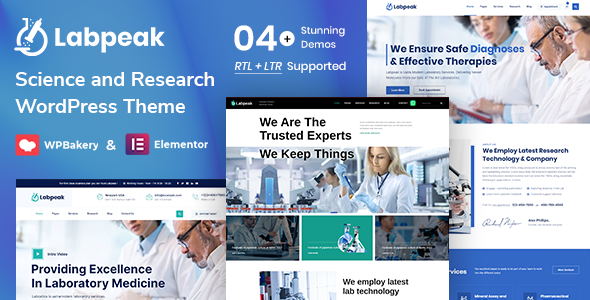 Labpeak – Laboratory & Science Research WordPress Theme + RTL with Appointments Booking