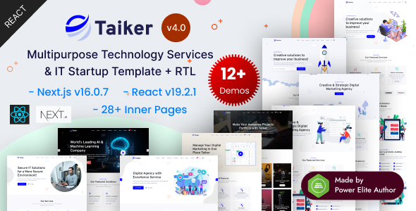 Taiker – React Nextjs 16 Technology Services & IT Startup Template