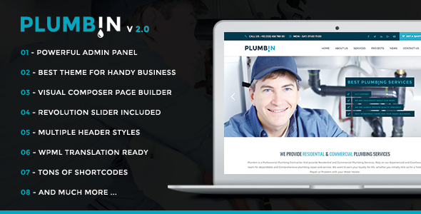 Plumbin – Plumbing and Construction WordPress Theme