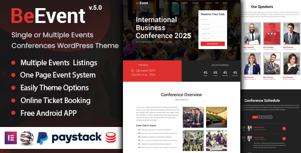 BeEvent – Single or Multi Events & Conferences WordPress Theme